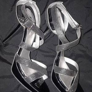 Black sparkly high heels